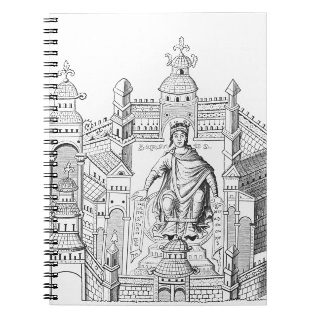 En Carlovingian kung i hans slott som personifying Anteckningsbok Med Spiral (Framsidan)