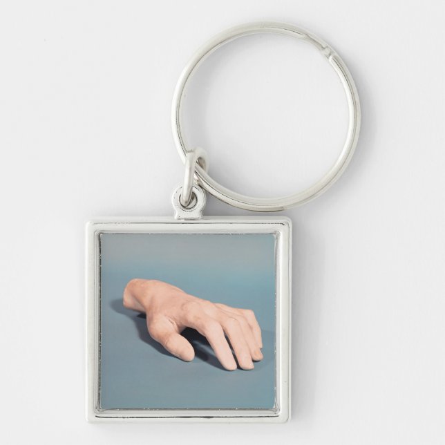 En cast av räcka av Frederic Chopin Fyrkantig Silverfärgad Nyckelring (Framsidan)