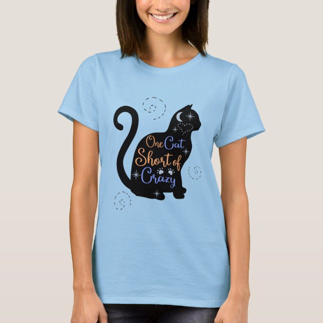 En Cat Kort Crazy Cat Dam T Shirt (Framsida)