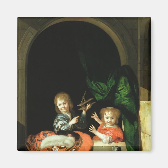 En Cat tittar på två pojkar Magnet (Framsidan)