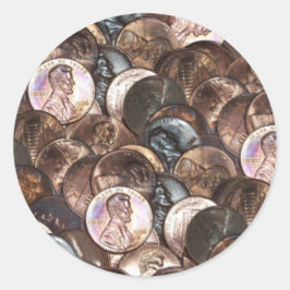 En Cent Penny Spread-bakgrund Runt Klistermärke