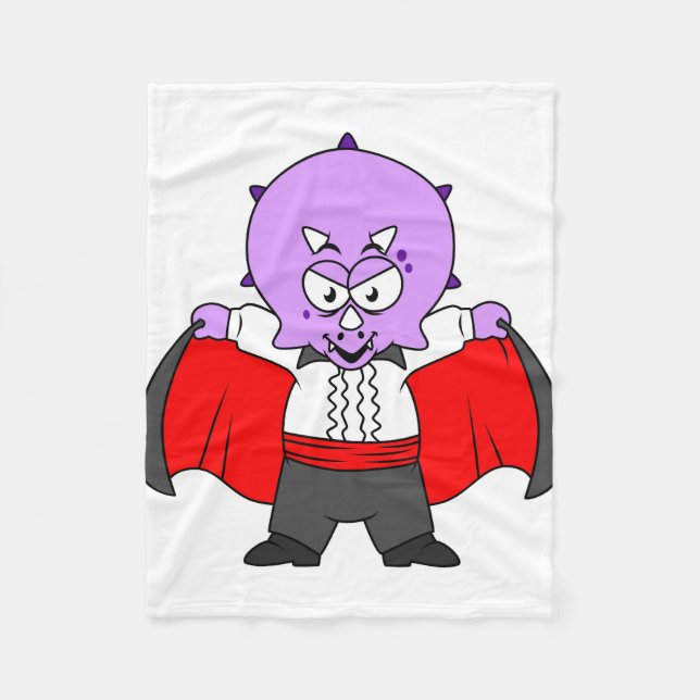 En Ceratops Dinosaur-docka som greve Dracula. Fleecefilt (Framsidan)