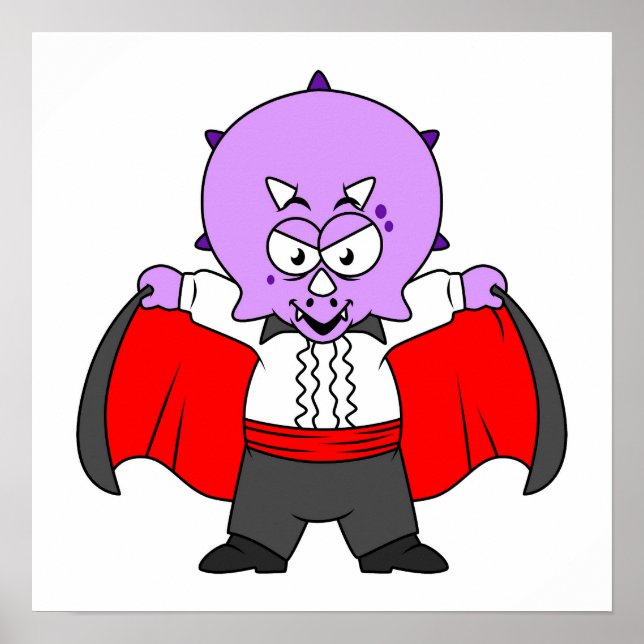 En Ceratops Dinosaur-docka som greve Dracula. Poster (Framsidan)