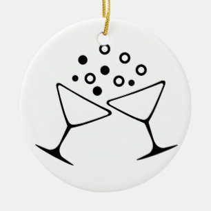 En champagnerostat bröd julgransprydnad keramik