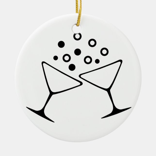 En champagnerostat bröd julgransprydnad keramik (Framsidan)