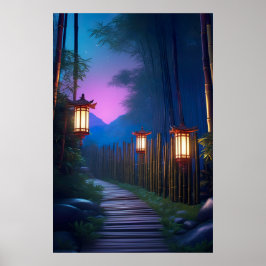 En Charming Wooden Väg som lyfts upp av Lanternor Poster