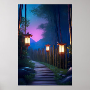 En Charming Wooden Väg som lyfts upp av Lanternor Poster