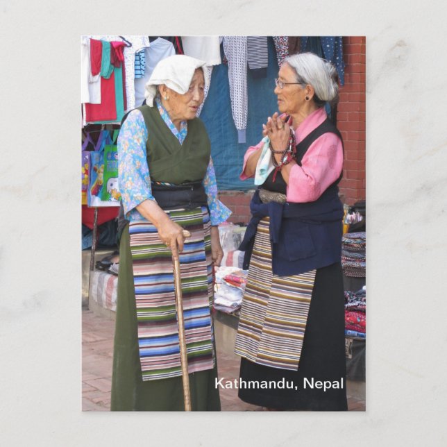 En Chatta på morgonen i Boudha Stupa Vykort (Framsida)