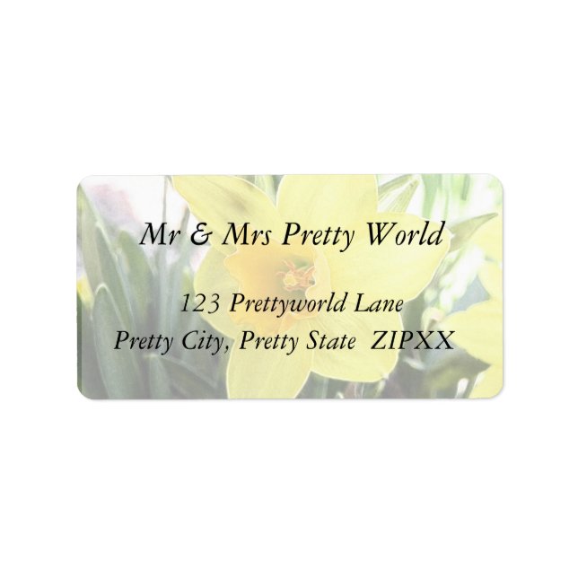 En Cheerful Gult Daffodil Adressetikett (Framsidan)