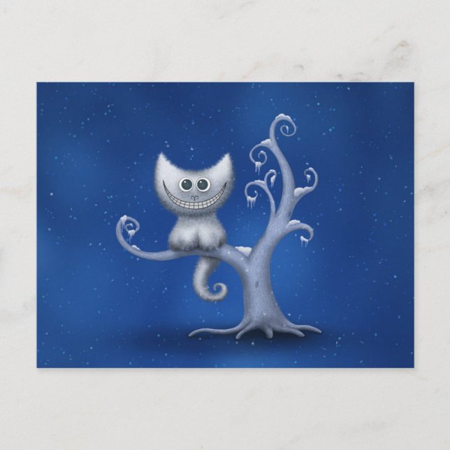 En Cheshire kattunge (julen) Helg Vykort (Framsida)