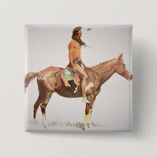 En Cheyenne indiankrigare, 1901 (färglithoen) Knapp (Framsida)