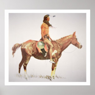 En Cheyenne indiankrigare, 1901 (färglithoen) Poster