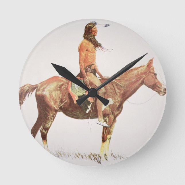 En Cheyenne indiankrigare, 1901 (färglithoen) Rund Klocka (Framsida)