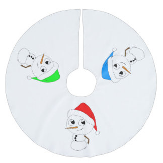 en chibi-snöman julgransmatta borstad polyester