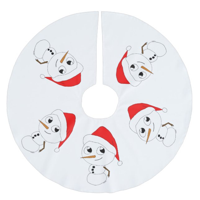 en chibi snöman  julgransmatta borstad polyester (Framsidan)