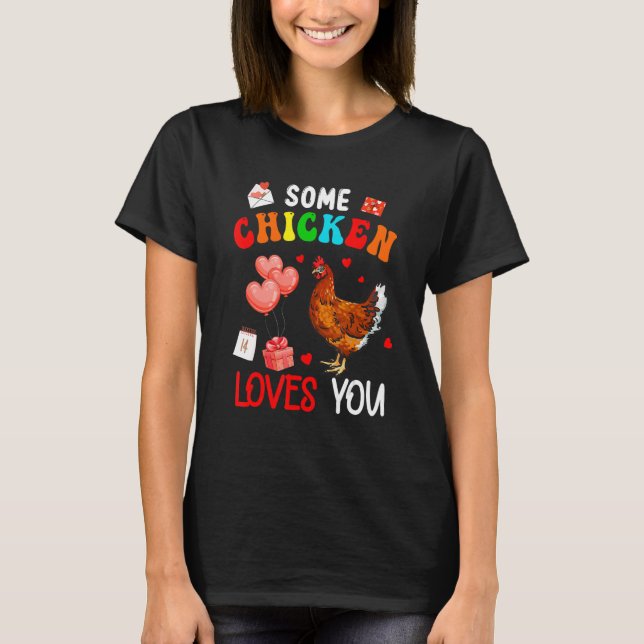 En Chicken Kärlek You Valentine Day Famer Ranch T Shirt (Framsida)