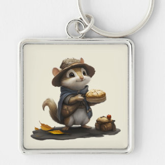 En Chipmunk från det gamla blocket Fyrkantig Silverfärgad Nyckelring