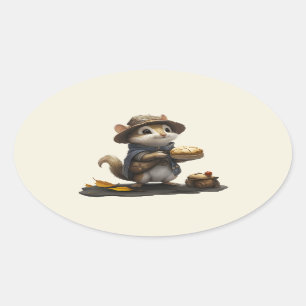 En Chipmunk från det gamla blocket Ovalt Klistermärke