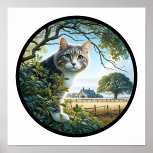 En cirkelformad 3D-bild av en Domestic med medelhö Poster