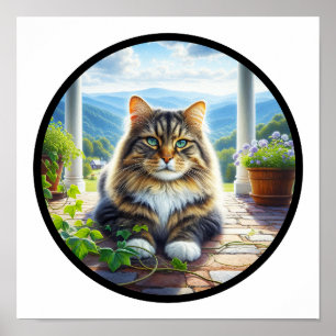 En cirkelformad 3D-bild av en Domestic med medelhö Poster