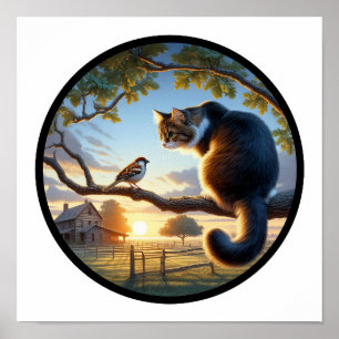 En cirkelformad 3D-bild av en Domestic med medelhö Poster