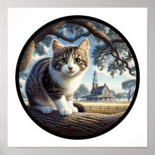 En cirkelformad 3D-bild av en Domestic med medelhö Poster