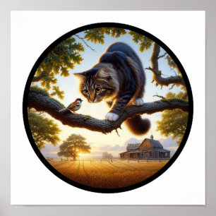 En cirkelformad 3D-bild av en Domestic med medelhö Poster