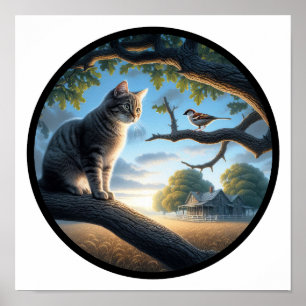 En cirkelformad 3D-bild av en Domestic med medelhö Poster