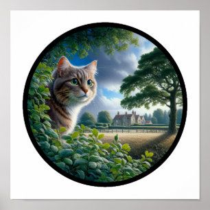 En cirkelformad 3D-bild av en Domestic med medelhö Poster