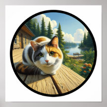 En cirkelformad 3D-bild av en vacker Calico-katt