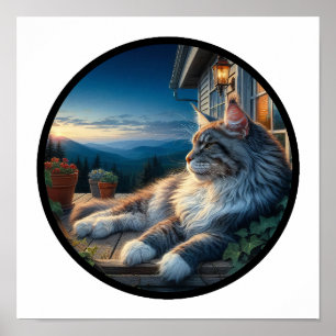 En cirkelformad 3D-bild av ett vackert marinkott Poster