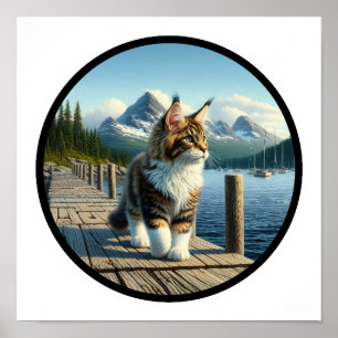 En cirkelformad 3D-bild av ett vackert marinkott Poster