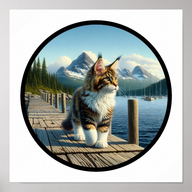 En cirkelformad 3D-bild av ett vackert marinkott Poster (Framsidan)