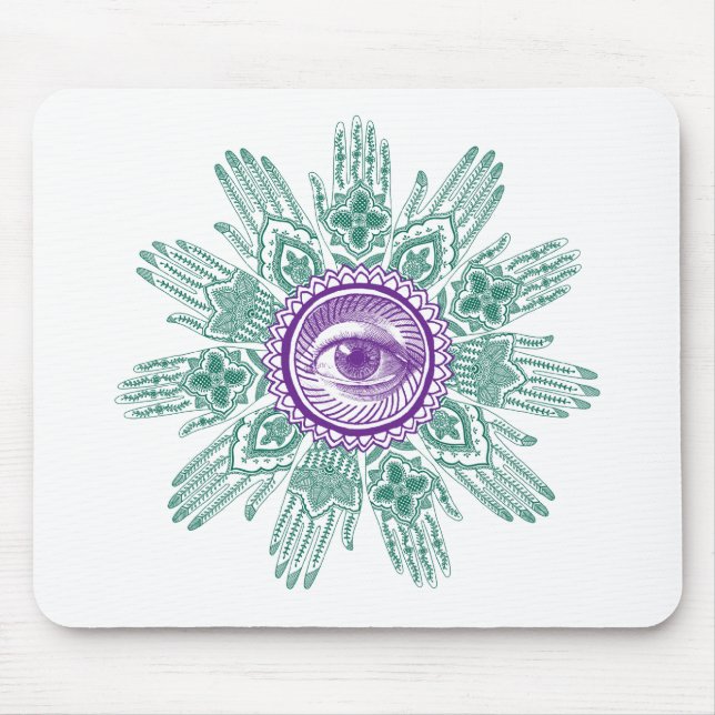 En cirkla av händer och ett öga musmatta (Framsidan)