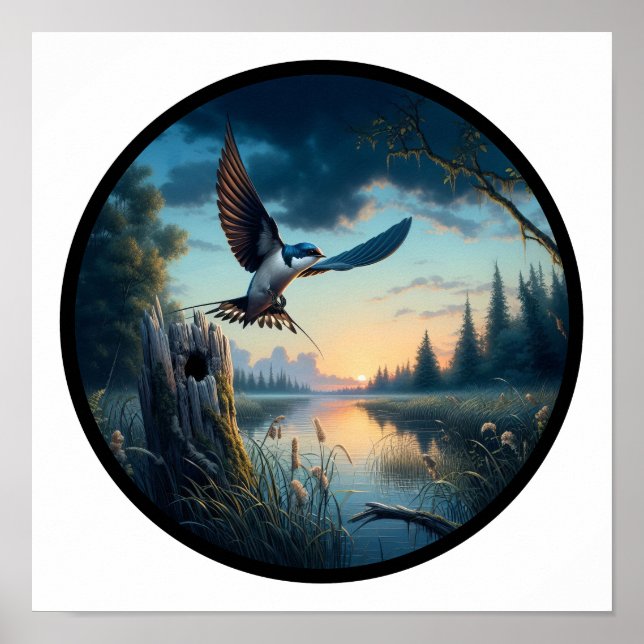 En cirkulär 3D-bild av en Träd-Sväljande flygning Poster (Framsidan)