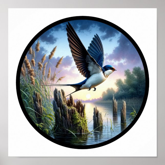 En cirkulär 3D-bild av en Träd-Sväljande flygning Poster (Framsidan)