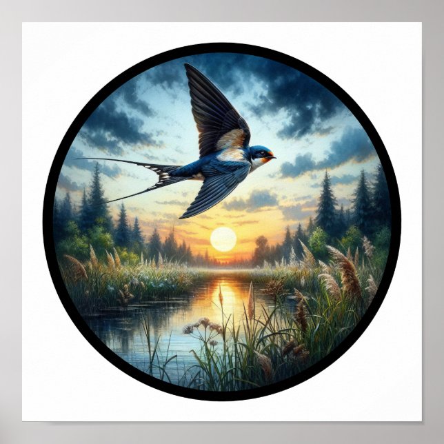 En cirkulär 3D-bild av en Träd-Sväljande flygning Poster (Framsidan)