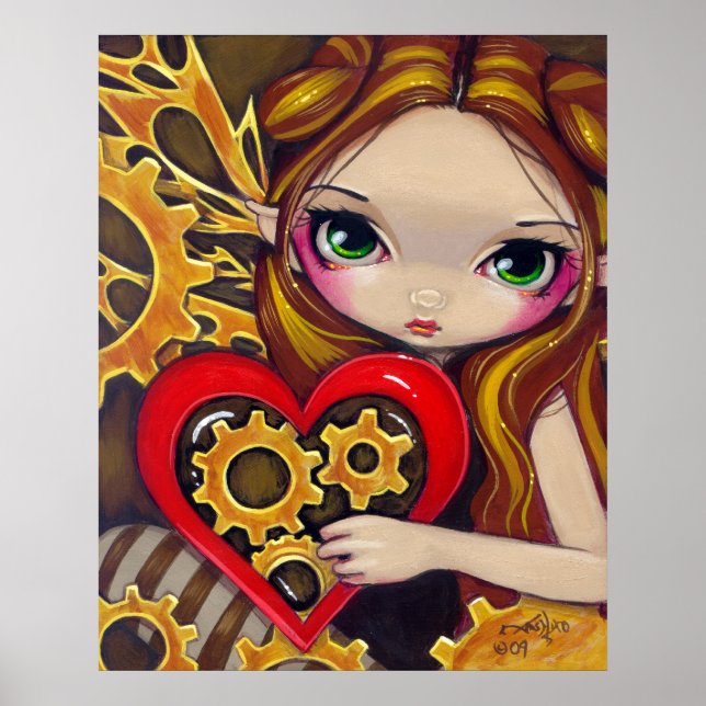 En Clockwork Valentine steampunk fairy Art Skriv u Poster (Framsidan)
