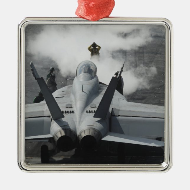En cockpit-chef signalerar och F/A-18F Julgransprydnad Metall (Framsidan)
