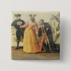 En Commedia Dell'Arte skådespelartrupp för en Knapp