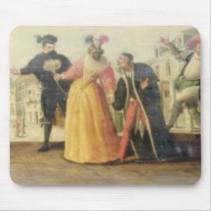 En Commedia Dell'Arte skådespelartrupp för en Musmatta
