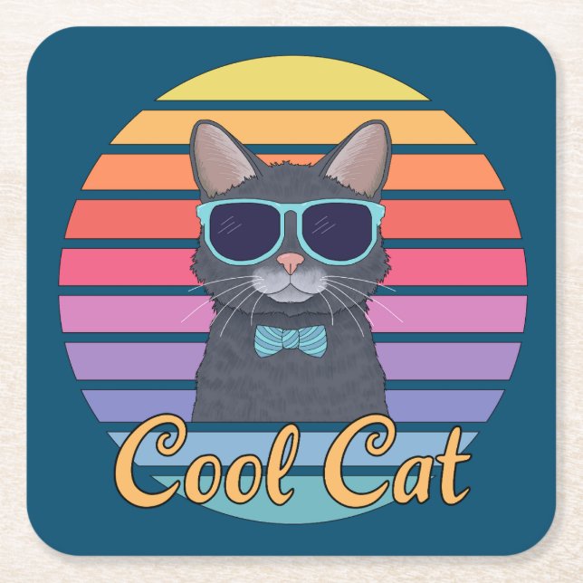 En cool katt underlägg papper kvadrat (Framsidan)