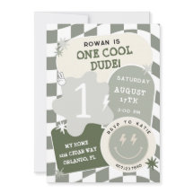 En cool kille Retro-rutig 1-årsdag