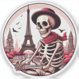 En cool konstnärsskelett i Paris Klistermärken