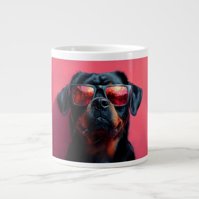 En cool rottweiler med solglasögon jumbo mugg (Framsidan)