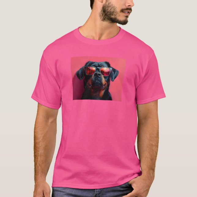 En cool rottweiler med solglasögon t shirt (Framsida)