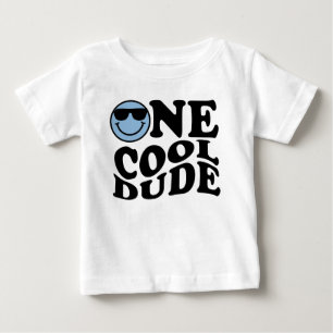 En Coola Blue Lycklig Smile Boy 1 födelsedag T Shirt