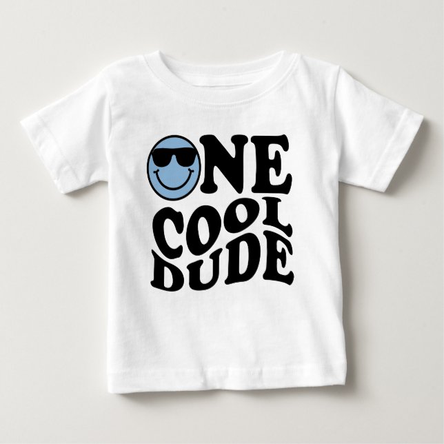 En Coola Blue Lycklig Smile Boy 1 födelsedag T Shirt (Framsida)