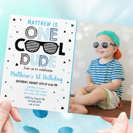 En Coola Grabben Sunglass Boy First Birthday Inbjudningar