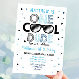 En Coola Grabben Sunglass Boy First Birthday Inbjudningar
